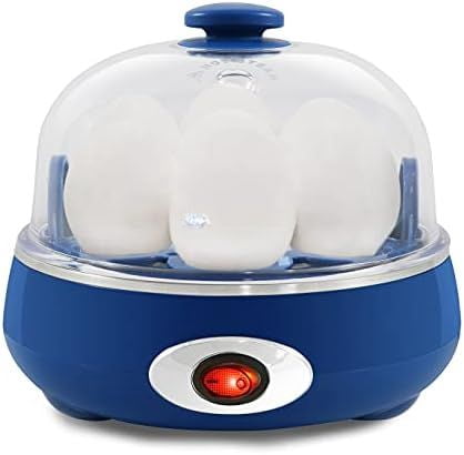 EGC007CBL# Rapid Egg Cooker, 7 Easy-To-Peel, Hard, Medium, Soft Boiled Eggs, Poacher, Omelet Maker, Auto Shut-Off, Alarm, 16-Recipe Booklet, BPA-Free, Cobalt