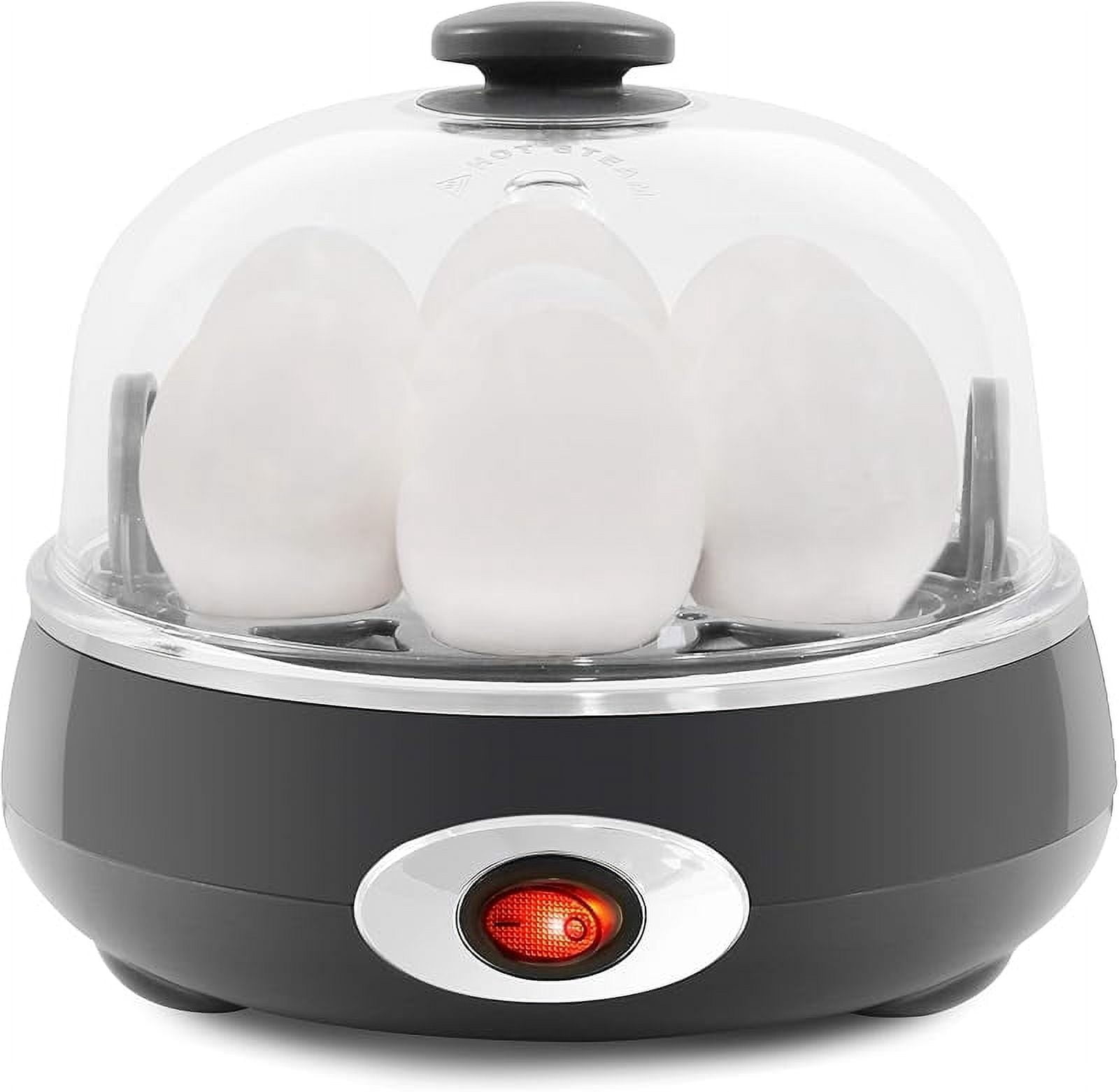 EGC007CHC# Rapid Egg Cooker, 7 Easy-To-Peel, Hard, Medium, Soft Boiled Eggs, Poacher, Omelet Maker, Auto Shut-Off, Alarm, 16-Recipe Booklet, Charcoal Grey