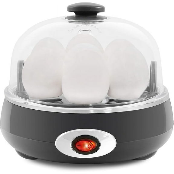EGC007CHC# Rapid Egg Cooker, 7 Easy-To-Peel, Hard, Medium, Soft Boiled Eggs, Poacher, Omelet Maker, Auto Shut-Off, Alarm, 16-Recipe Booklet, Charcoal Grey
