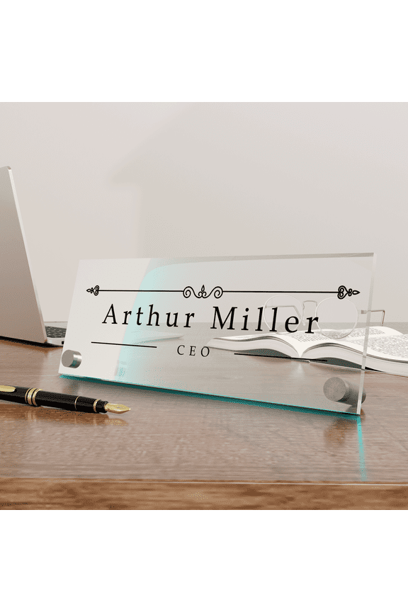 EGD Acrylic Desk Name Plate Personalized I Custom Acrylic Sign I Office Desk Accessories I Custom Office Door Sings I Name Plate for Desk I Cute Office Decor (10 x 3.5 Inch)
