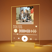EGD Personalized Acrylic Spotify Plaque | Custom Acrylic Plaque With Your Favorite Song & Photo | Personalized Photo Gifts | Christmas Gifts for Women (5x7 LED RGB Wood-Base)