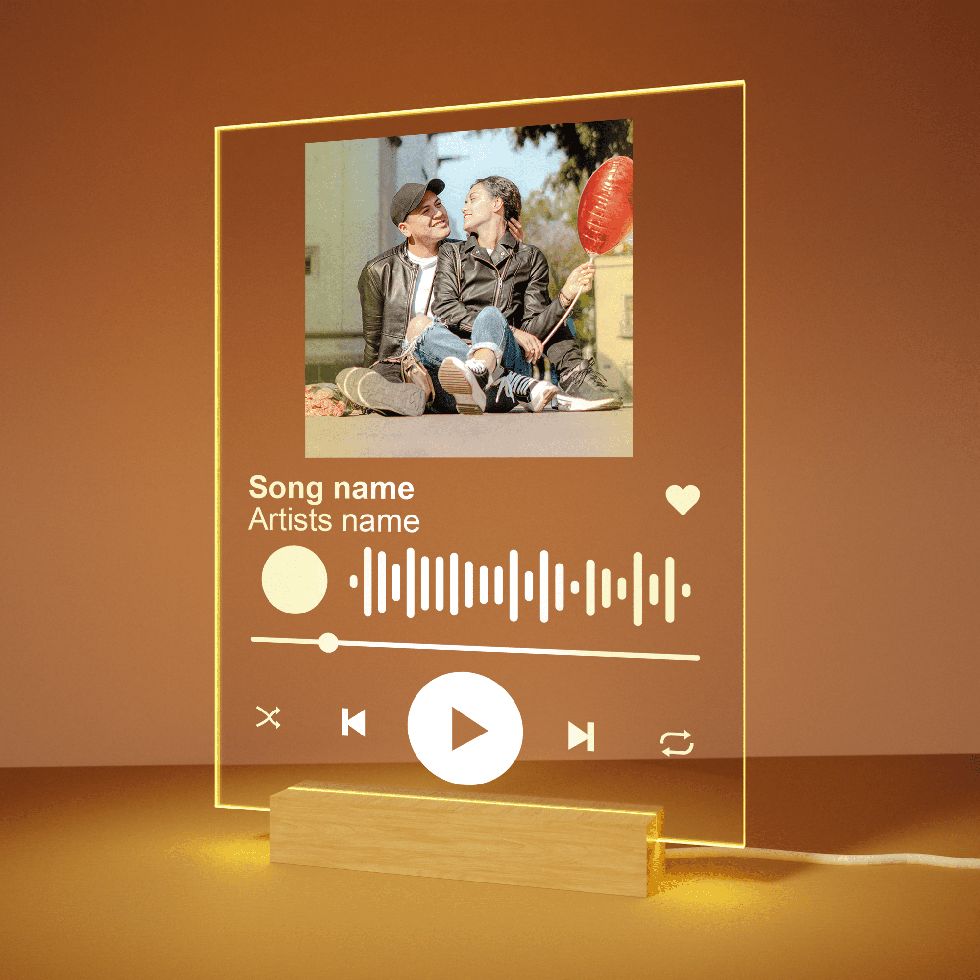 Customizable Acrylic Spotify Plaque with Wooden Base