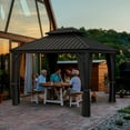 thumbnail image 1 of EGEIROS LIFE 12 Ft. W X 10 Ft. D Double Aluminum Hard Roof Patio Gazebo With Mosquito Net (Gray), 1 of 9