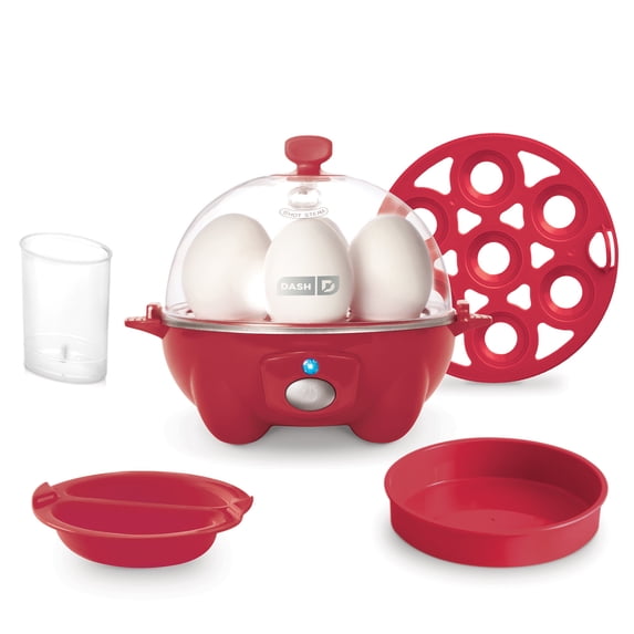 Dash Rapid 7 Egg Cooker, Boiler, Hard Boiled & Poached, Red
