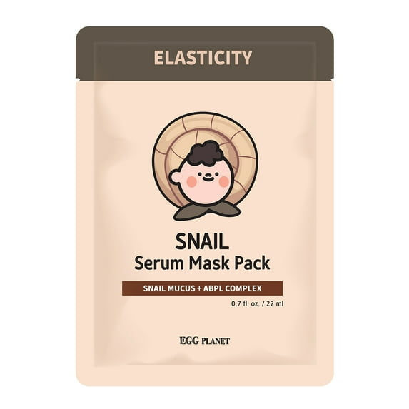 EGG PLANET SNAIL Serum Mask Pack, 5 Packs, 0.7 fl oz. (22ml), Elasticity, For Undernourished skin, For Sagging skin