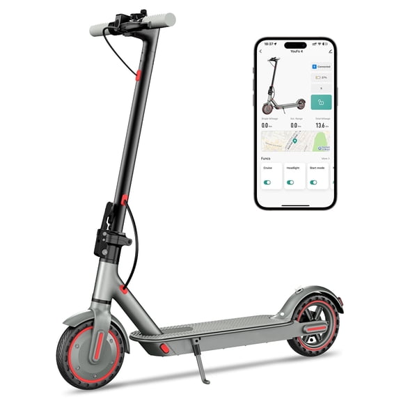 EGGKING 350W Electric Scooter, 8.5” Solid Tires, 19mph & 21Miles Range, Folding Commuting E-Scooter for Adults with Smart APP Control Red