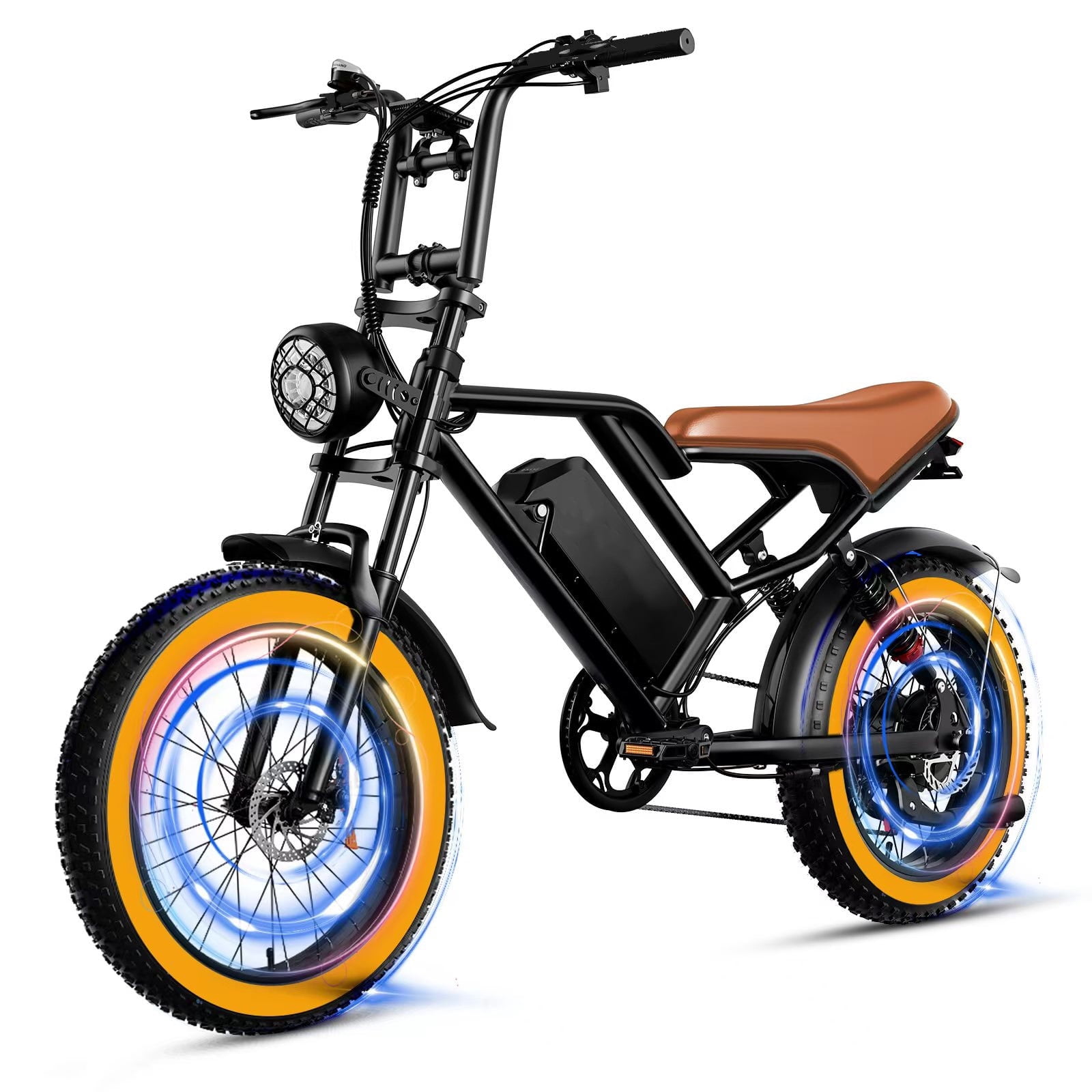 EGGKING Electric Bike for Adults,1000W 31MPH Moutain Ebike,48V 17.5AH Removable Battery 20" Fat Tire Electric Bicycle Full Suspension UL2849, Brown