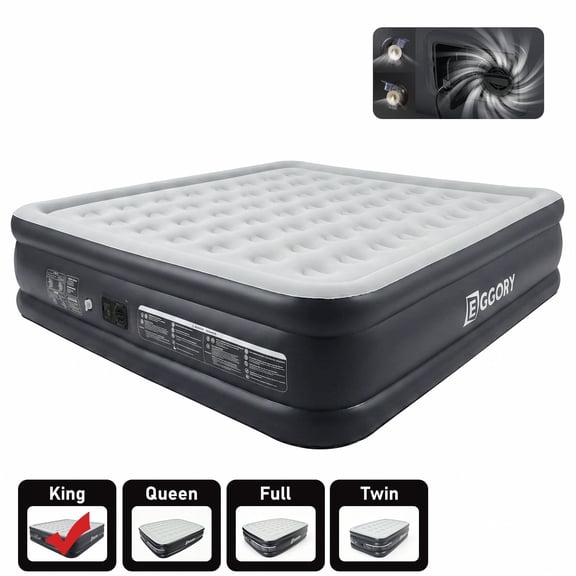 EGGORY Air Mattress,King Size Inflatable Air Bed with Built-in Pump,Puncture-Resistant,Portable,for Camping & Trip & Home