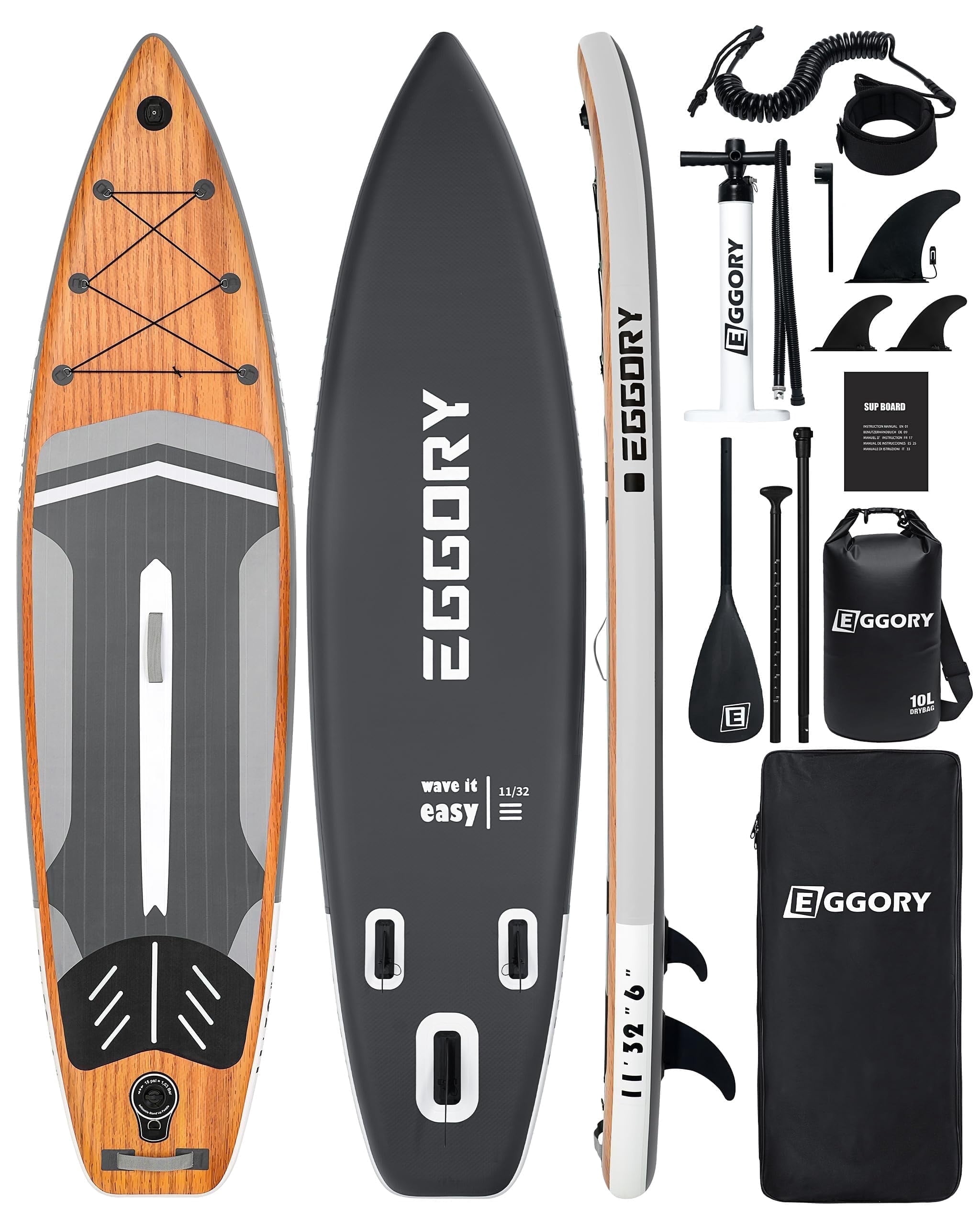 EGGORY Inflatable Stand Up Paddle Boards 11'x32"x6"with Premium SUP Paddle Board Accessories, Wide Stable Design, Anti-Slip Comfort Deck for Water sports for Youth & Adults