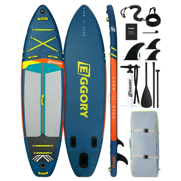 EGGORY 11ft Inflatable Stand up Paddle Board Fishing Paddle Board with Full SUP Accessories for Youth & Adults