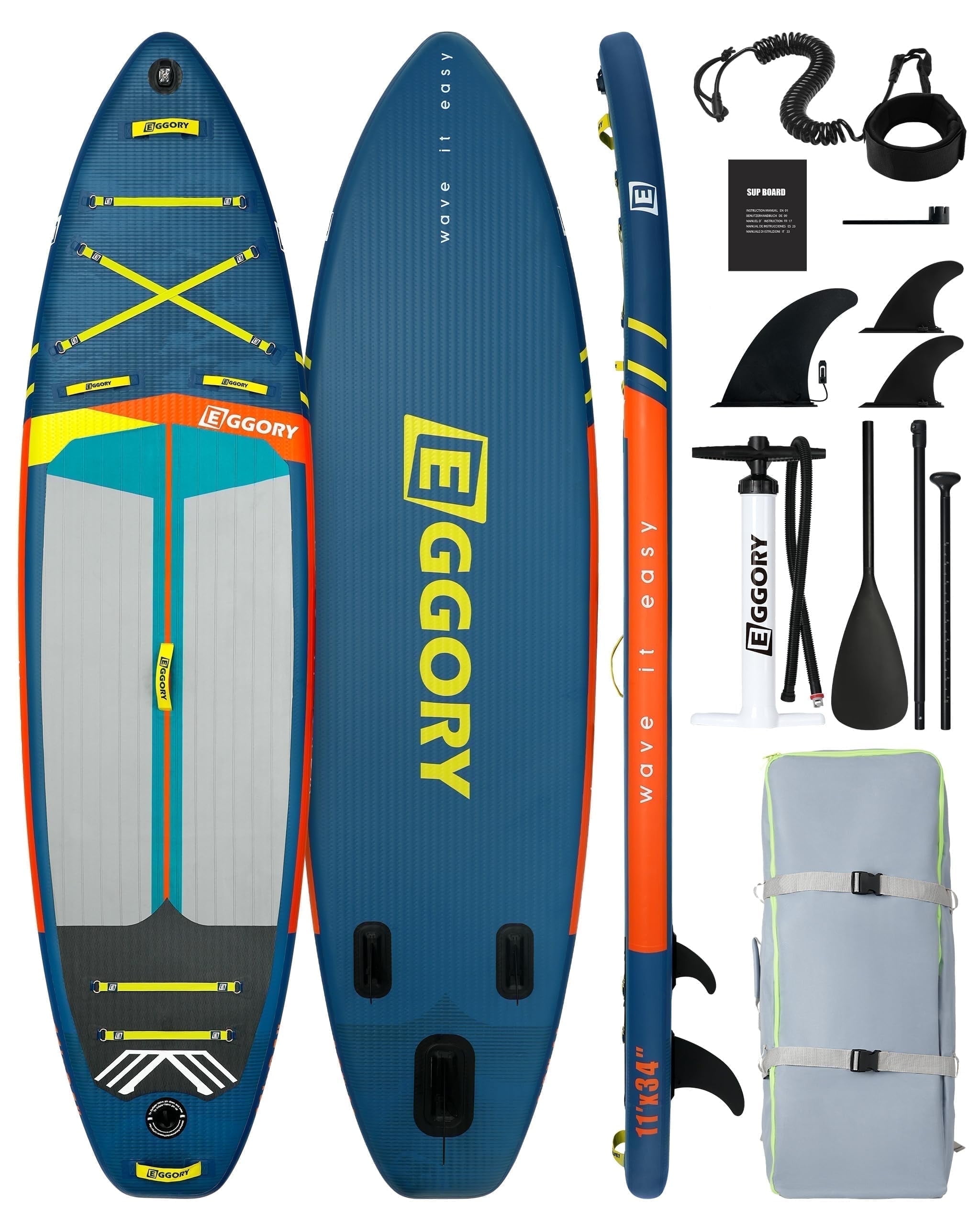 EGGORY Inflatable Stand up Paddle Board 11ft Fishing Paddle Board Wide Stable Design with Full SUP Accessories