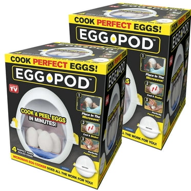 EGGPOD Egg Cooker 2Pcs Wireless Microwave Hardboiled Egg Maker Egg Boiler & Steamer Perfectly Cooked Hard boiled Eggs in Under 10 minutes As Seen On TV