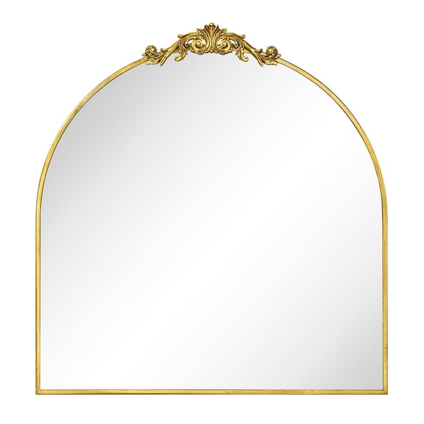 EGHOME 35x35'' Arched Ornate Wall Mirror Traditional Baroque Inspired Bathroom Vanity