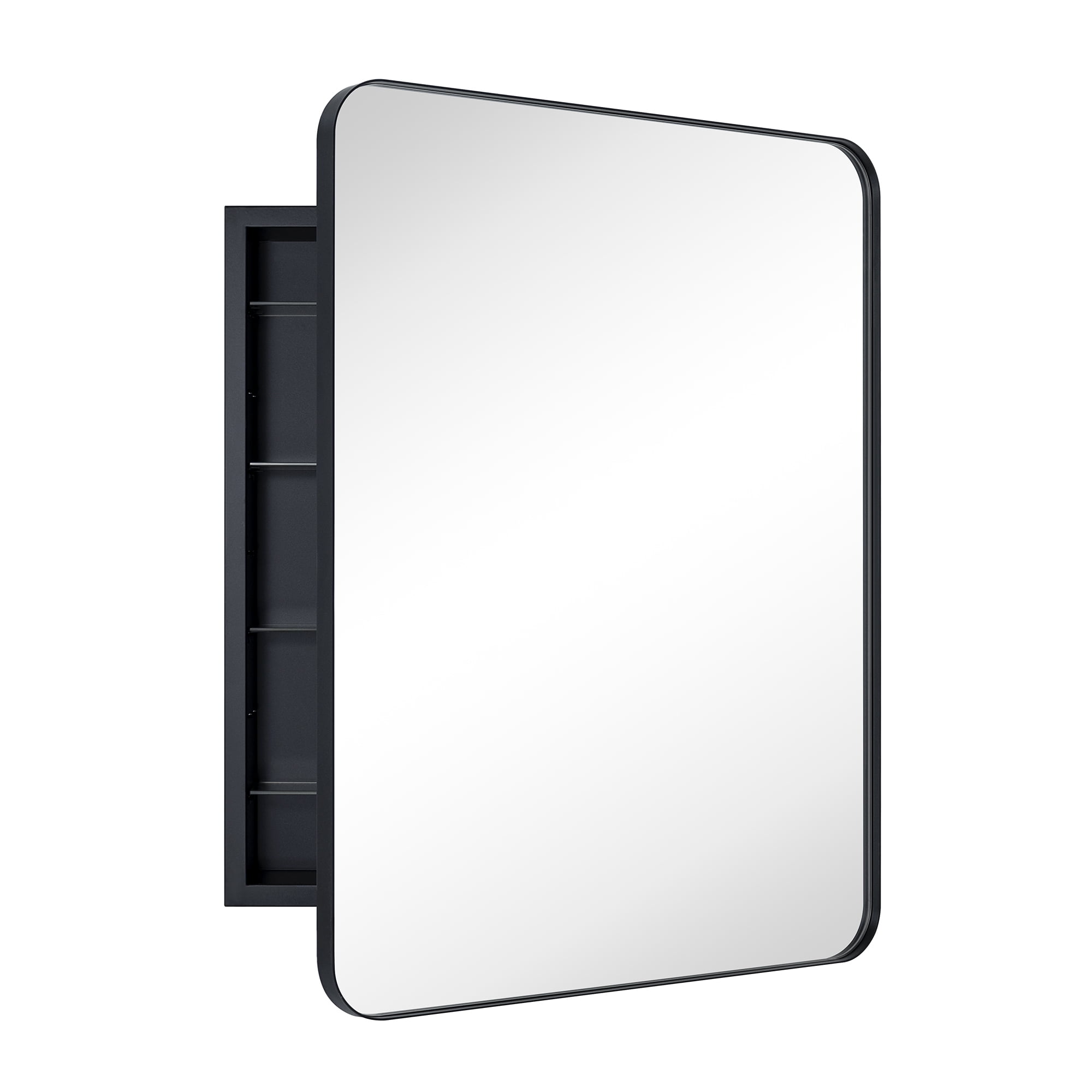 EGHOME Black Rectangle Recessed Bathroom Medicine Cabinet with Mirror ...