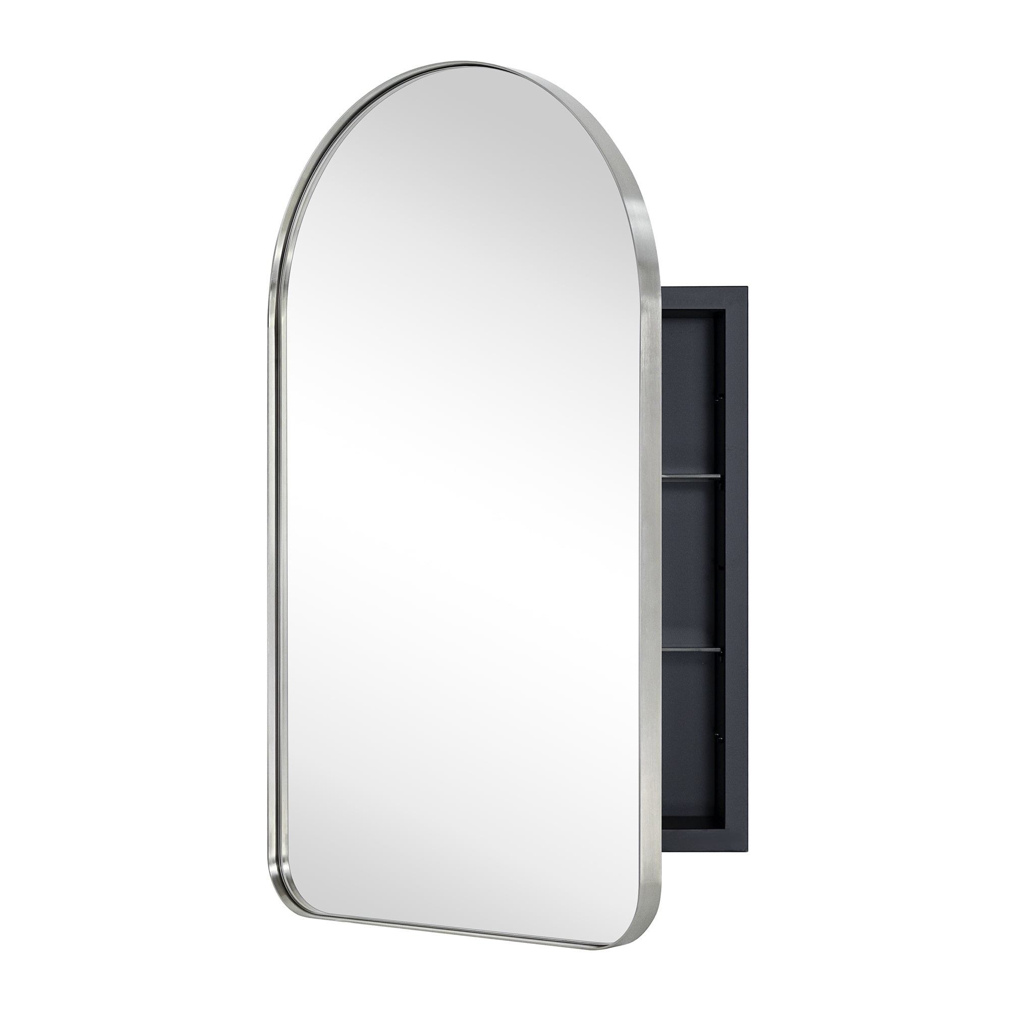 EGHOME Brushed Nickel Arched Recessed Bathroom Medicine with