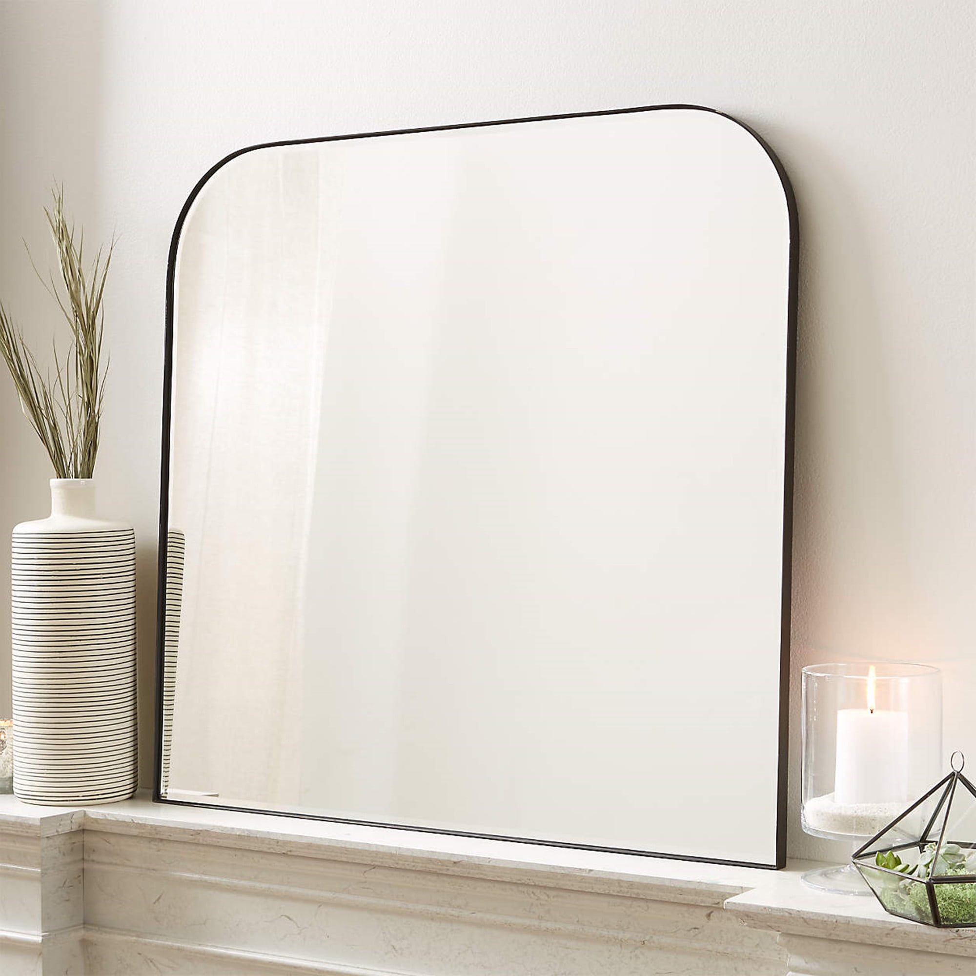 EGHOME Decorative Huge Oversized Arch Mirror, 30x34'' Large Black Metal