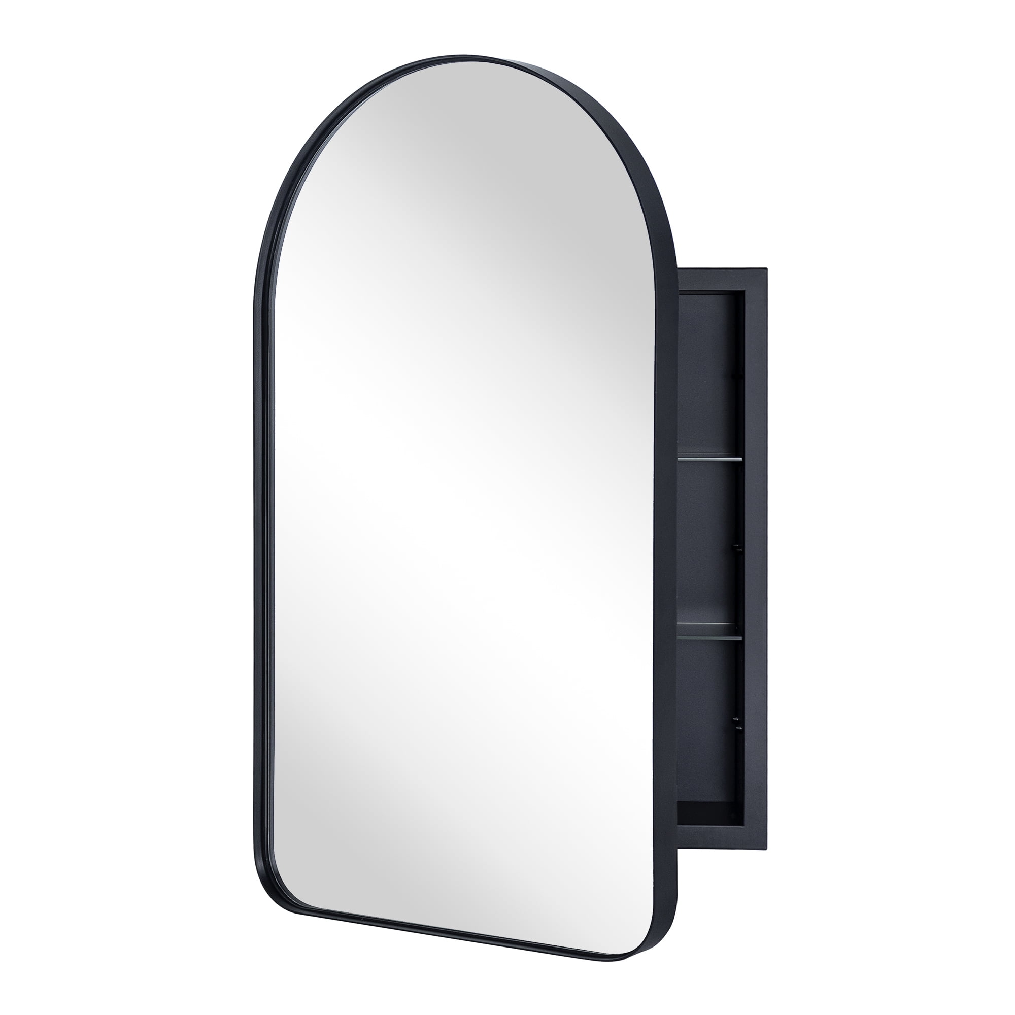 EGHOME Matt Black Arched Recessed Bathroom Medicine Cabinet with Mirror ...