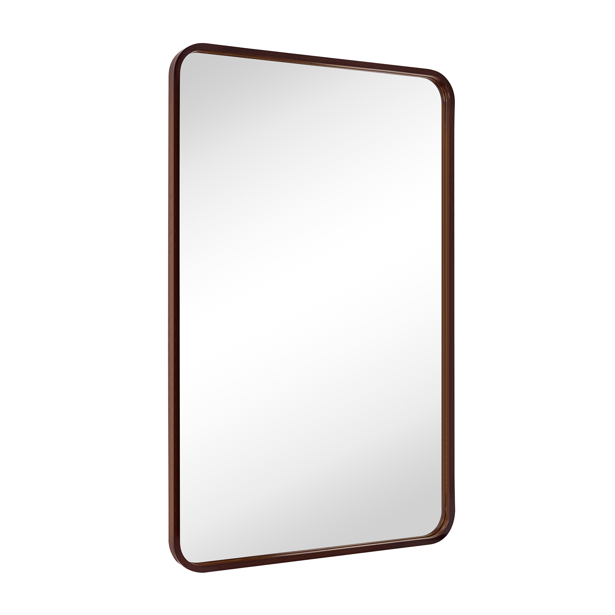 EGHOME Natural Walnut Wood Mirror Solid Wood Framed Rounded Rectangle Bathroom Mirror Walnut