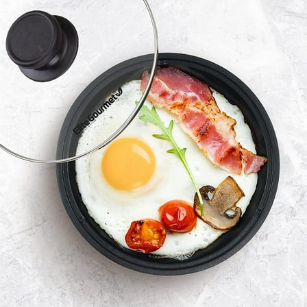 EGL-6101 Personal Stir Fry Griddle Pan,  Heat , 650  Non-stick Electric Skillet with Tempered Glass Lid, Red