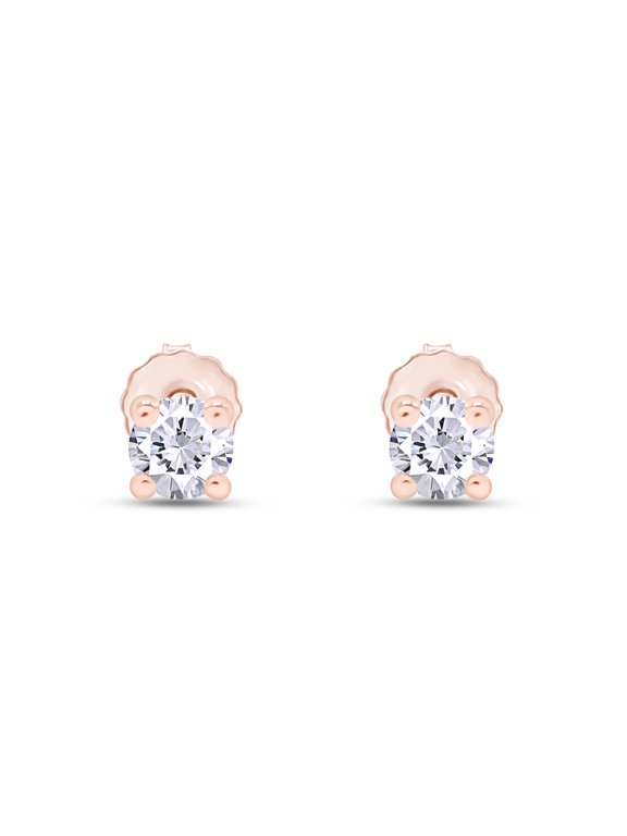 EGL Certified 2/9 Carat Round Lab Grown Created Diamond Solitaire Stud Earrings for Women 14k Rose Gold Screw Back (0.22 Cttw, Color- H-I, Clarity-VS-SI) Womens Jewelry, Gift for Her