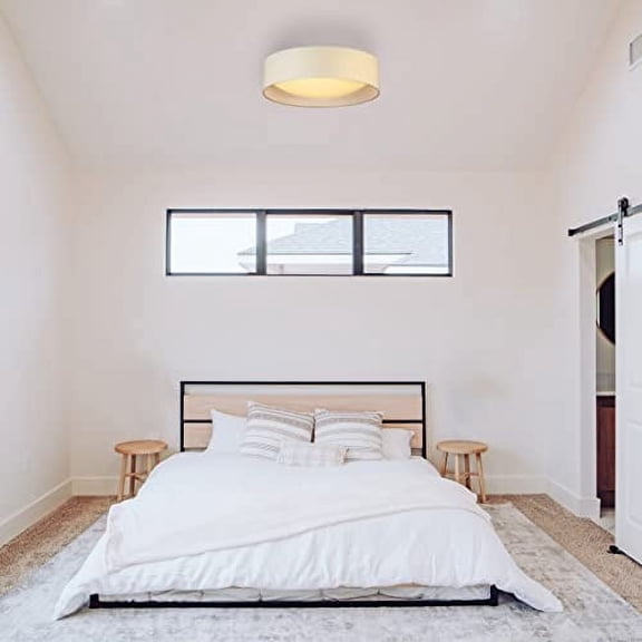 EGLO Orme 16 in. Flush Mount Ceiling LED Dimmable Light Fixture for Living Room, Bedroom, Hallway, White