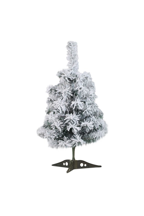 1.48Ft Snow Christmas Tree , Premium Artificial Spruce Hinged Christmas Tree with White Heavy Snow Flocking, Lightweight and Easy to Assemble with Christmas Tree Metal Stand Happy New Year