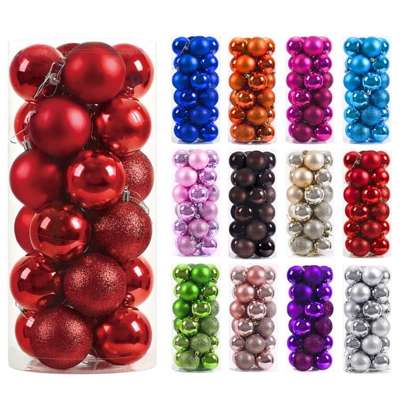 EGNMCR 24Pcs Christmas Balls Ornaments for Xmas Christmas Tree - Christmas Tree Decorations Hanging Ball for Holiday Wedding Party Decoration 1.1" 3CM