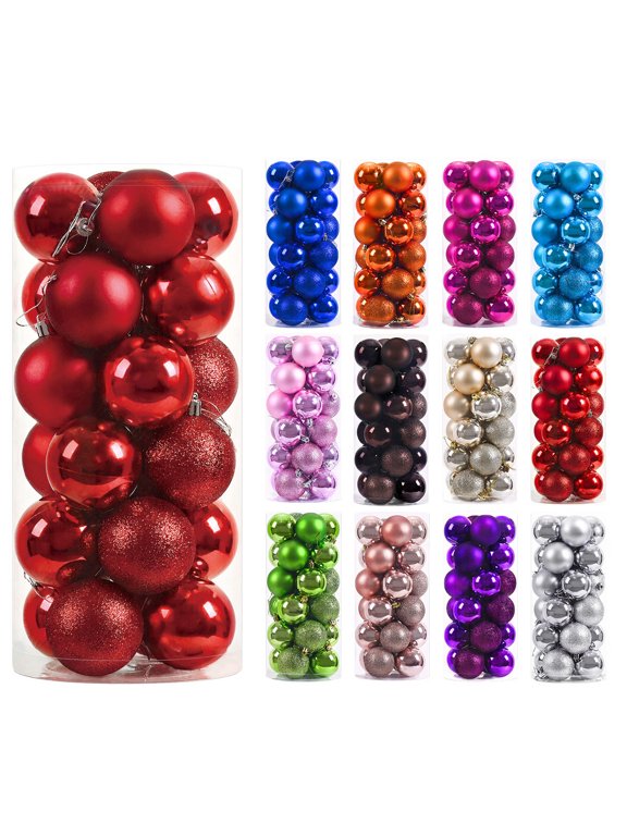 24Pcs Christmas Balls Ornaments for Xmas Christmas Tree - Christmas Tree Decorations Hanging Ball for Holiday Wedding Party Decoration 1.1" 3CM