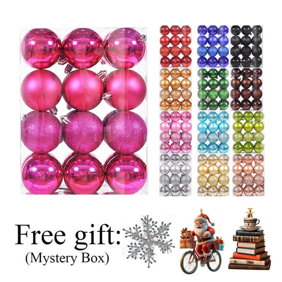 EGNMCR 24Pcs Christmas Balls Ornaments for Xmas Christmas Tree Christmas Tree Decorations Hanging Ball for Holiday Wedding Party Decoration (Hot Pink, 3CM)