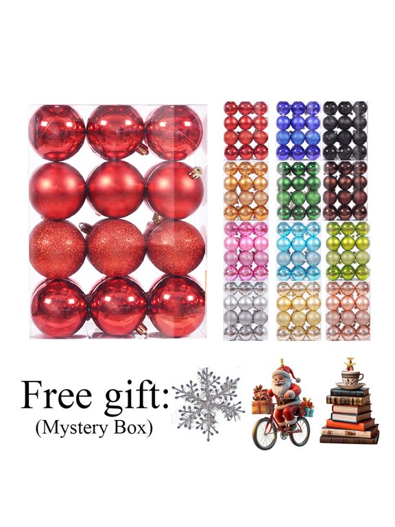 24Pcs Christmas Balls Ornaments for Xmas Christmas Tree Christmas Tree Decorations Hanging Ball for Holiday Wedding Party Decoration (Red, 3CM)
