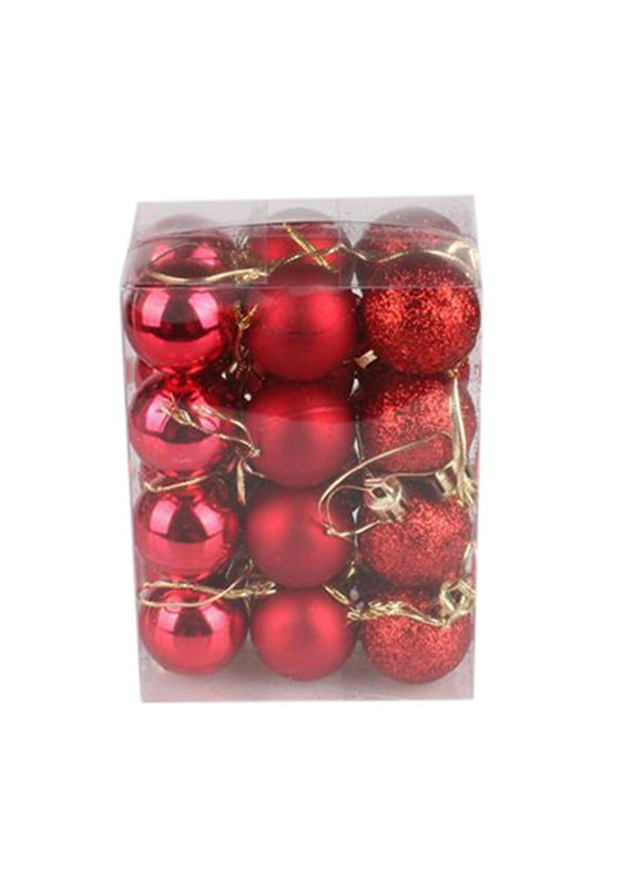 EGNMCR 24Pcs Christmas Balls Ornaments for Xmas Christmas Tree - Christmas Tree Decorations Hanging Ball for Holiday Wedding Party Decoration (Red, 3CM)
