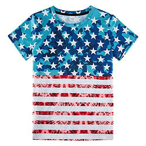 EGNMCR 4Th of July Toddler T Shirts Boys Tshirts Cotton Short Sleeve Independence Day Printed Tees