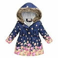 thumbnail image 1 of EGNMCR (5-12 Years) Kids Fall And Winter Cotton Coat Jacket Printed Long Hair Collar Coat Hooded Long-sleeved Zipper Coat Jacket, 1 of 4