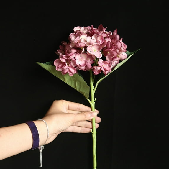 EGNMCR Artificial Hydrangea Flowers Blush Heads Hydrangea Silk Flowers for Wedding Centerpieces Bouquets DIY Floral Decor Home Decoration with Stems