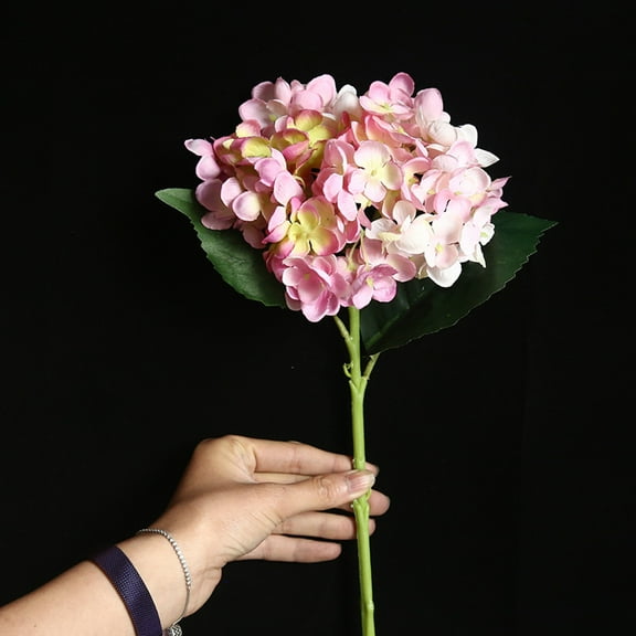 EGNMCR Artificial Hydrangea Flowers Blush Heads Hydrangea Silk Flowers for Wedding Centerpieces Bouquets DIY Floral Decor Home Decoration with Stems