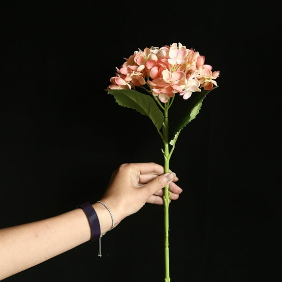 EGNMCR Artificial Hydrangea Flowers Blush Heads Hydrangea Silk Flowers for Wedding Centerpieces Bouquets DIY Floral Decor Home Decoration with Stems