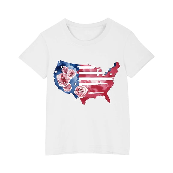 EGNMCR Baby Boy Clothes Boys Girls Tshirts Cotton Short Sleeve Independence Day Printed Tees