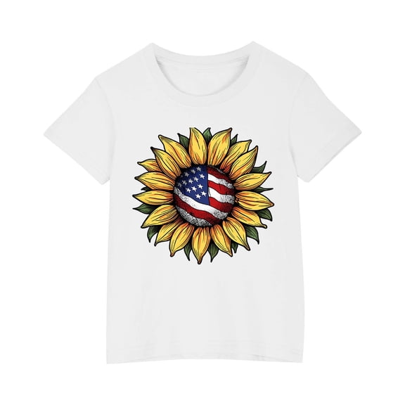 EGNMCR Baby Boy Clothes Boys Girls Tshirts Cotton Short Sleeve Independence Day Printed Tees