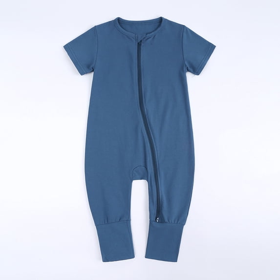 EGNMCR Baby Sleeveless Romper Zipper Toddler Summer Jumpsuit Outfits Infant Pajamas Onesie 0 24 Months (Blue,6 12 Months) Baby