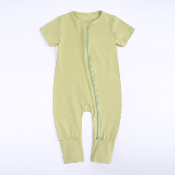 EGNMCR Baby Sleeveless Romper Zipper Toddler Summer Jumpsuit Outfits Infant Pajamas Onesie 0 24 Months (Green,12 18Months) Baby