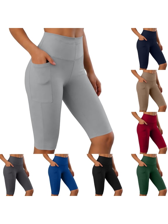 Biker Shorts Yoga Women Tummy Control Workout Shorts Women with Pockets High Waisted Yoga Running Gym Spandex Compression