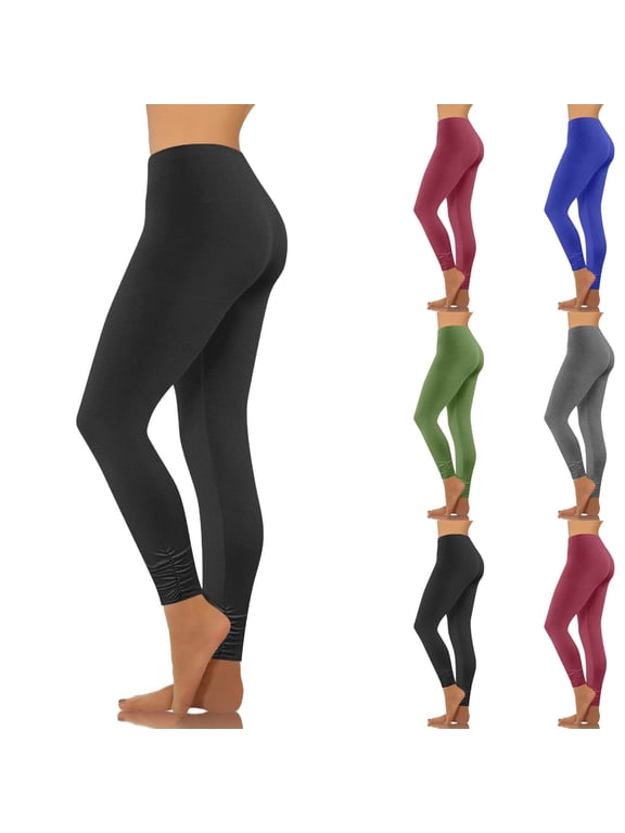Black Compression Leggings for Women High Waisted Yoga Pants Women Full Length Capris Tummy Control Soft Stretchy Workout Running Gym Plus Size Pants
