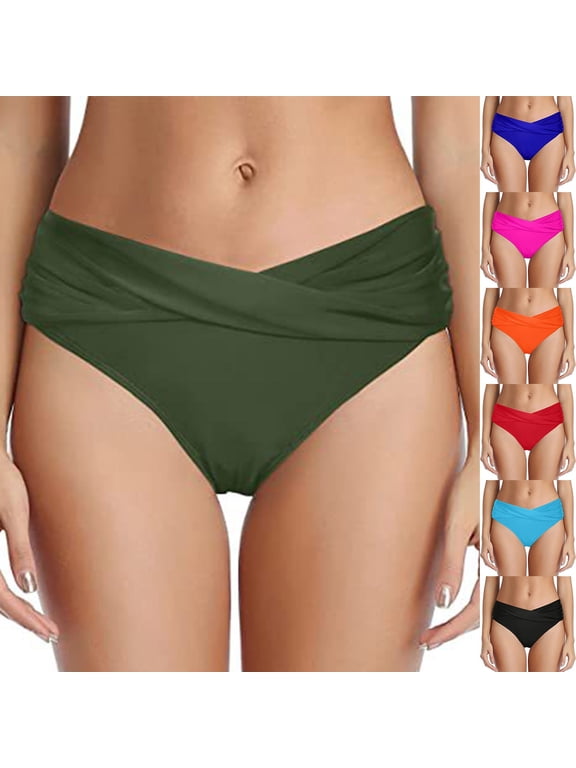 Black Women Low Rises Bikini Bottoms - Moderate Coverage Bathing Suit Bottoms Low Waisted Swimsuit Bottoms Brief