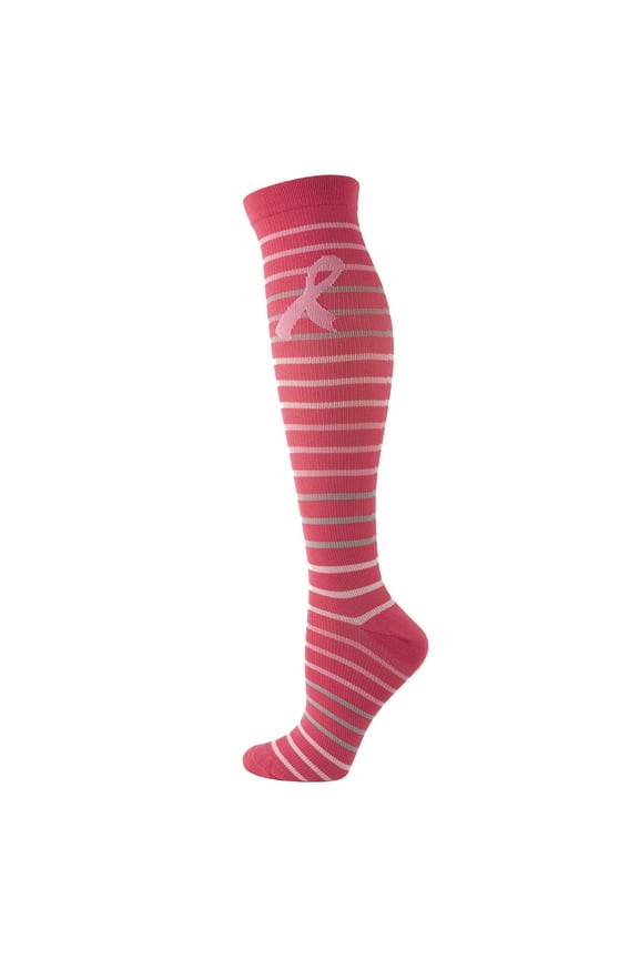 Breast Cancers Awareness Socks Pinks Ribbon Athletic Crew Socks Women's Men's Outdoor Sports Compression Socks Thigh High Striped Pinks Flutters