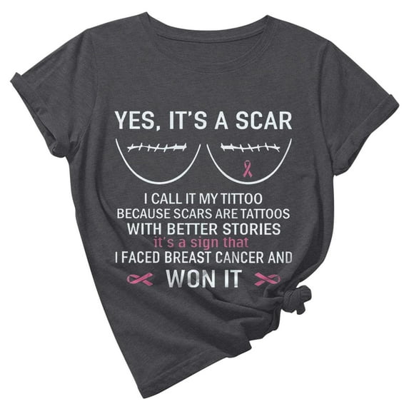 EGNMCR Breast Cancers Awareness T-Shirt Women Pinks Ribbon Printed Shirt Casual Short Sleeve Round Neckline T-Shirt