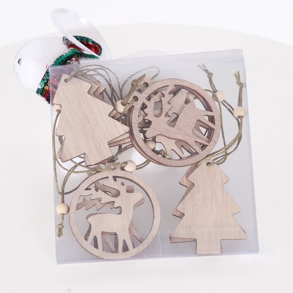 EGNMCR Christmas Ornaments 12PC Set Of Christmas Ornaments Wooden Christmas Tree Decoration Pendant DIY Ornaments Halloween Decorations - Fall Savings Clearance