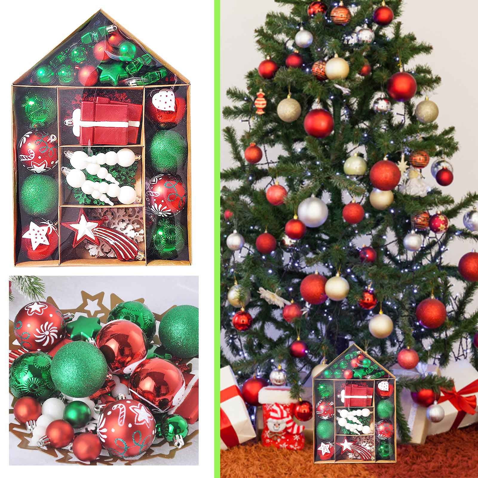 EGNMCR Christmas Tree Ornament, 70pcs Christmas Tree Decoration Set Red