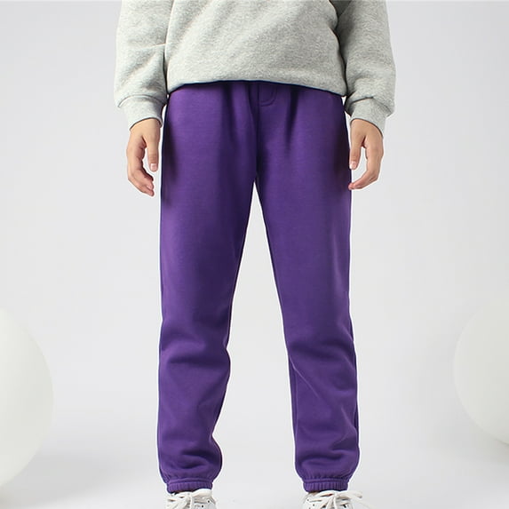 EGNMCR Clearance Boys' Athletic Pants Baby and Toddler Unisex Cotton Trousers Baby Boys Girls Candy Color Solid Color Leggings Casual Kids Sports Pants-Purple-4T - Spring/Summer Savings Clearance
