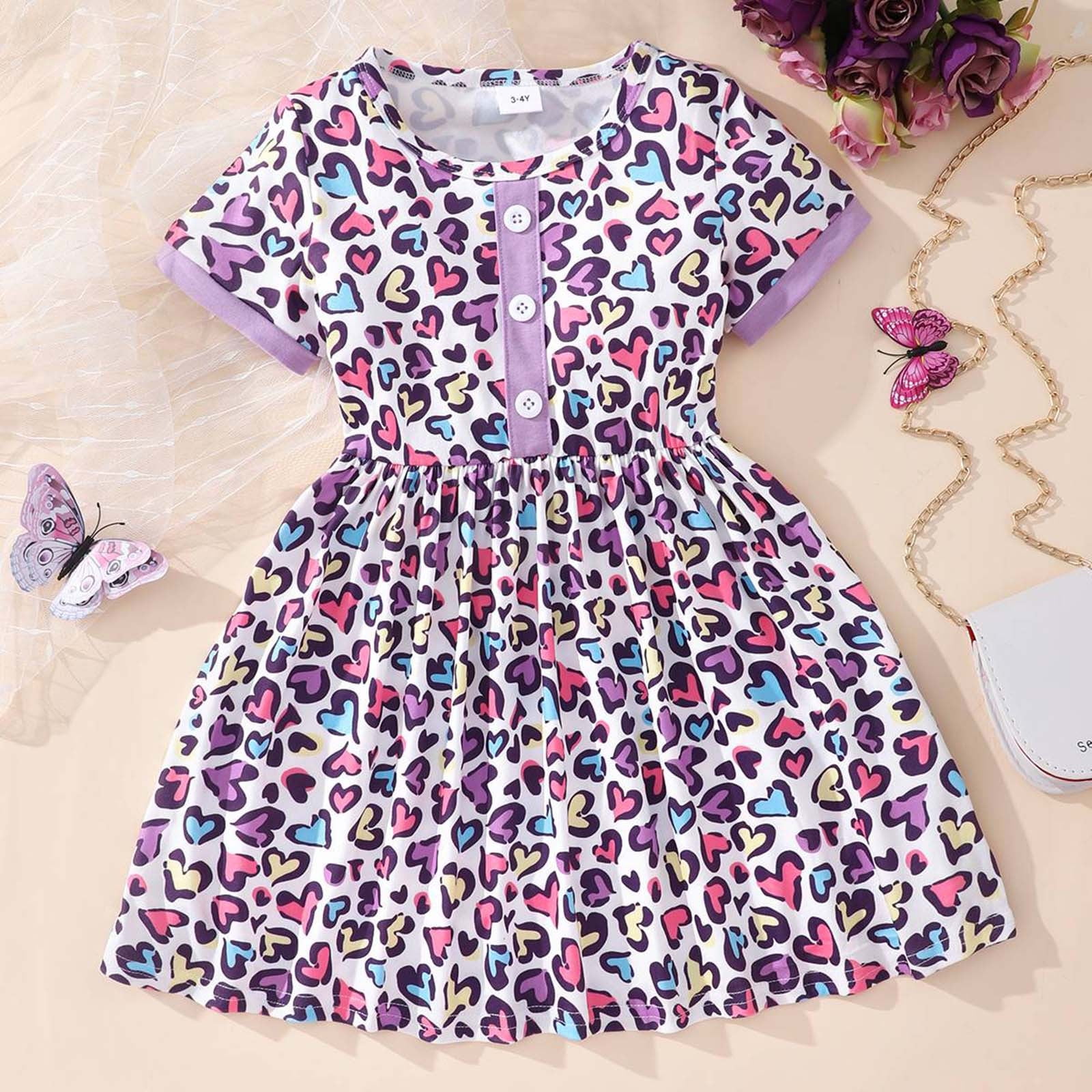 Summer Arrival Animals and Letters Pattern Short Sleeves Cute Dress for Stylish Girls
