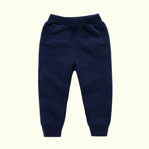 EGNMCR Toddler Boys Cotton Active Jogger Sweatpants,Kids Casual Athletic Solid Pocket Pull On Pants-Navy-2-3T